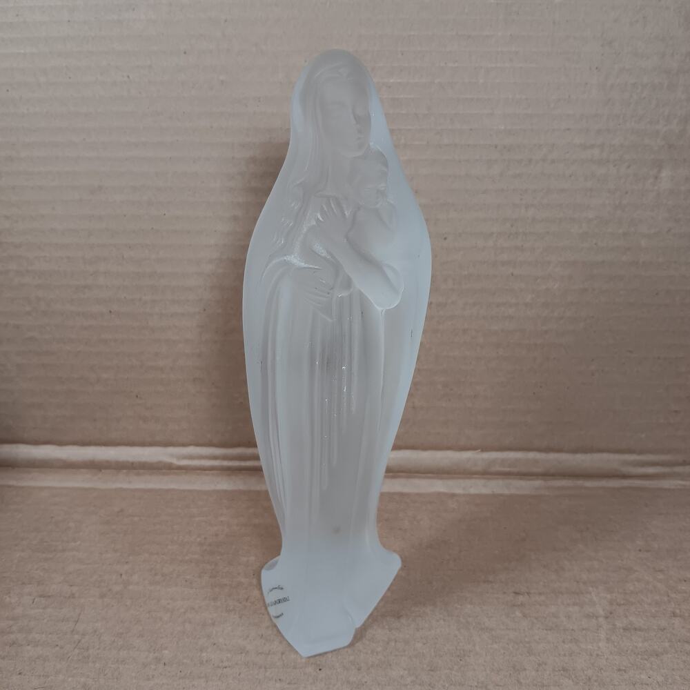 Virgin Mary w/ Child Frosted Glass 24% Lead Crystal Made In Fance Teleflora Gift